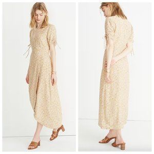 Peekaboo-Sleeve Maxi Dress in Blossoming Vines